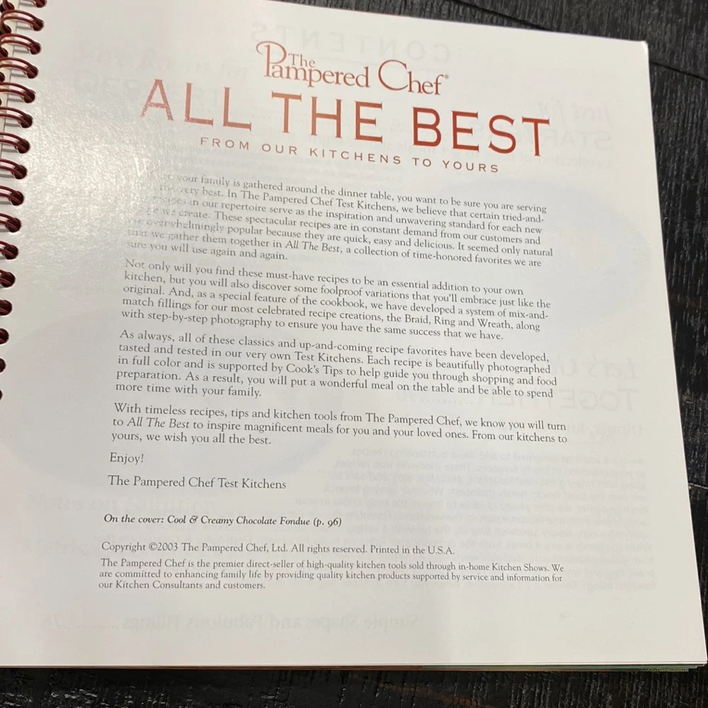 2003 The Pampered Chef All The Best Cookbook!